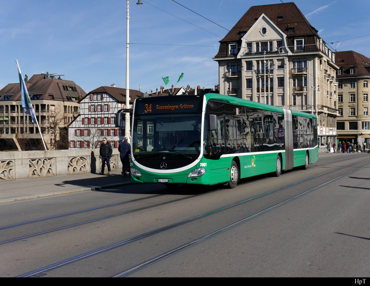BVB - Mercedes Citaro Nr.7001 BS 99301 unterwegs in Basel am 22.02.2020