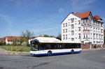 Stadtbus Gotha: Tedom C12 G - ein Erdgasbus mit der Wagennummer 129 des Omnibusbetriebes Wolfgang Steinbrck, aufgenommen im Mai 2016 am Zentralen Omnibusbahnhof in Gotha.