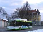 Ein MAN-Bus von Q-Bus als Linie 318 nach Aschersleben ber Ballenstedt mit Werbung fr GOTHAER; am Bahnhof Quedlinburg, 23.03.2008     