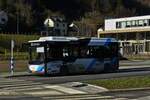 VS 3066, Karsan Atak, des Busunternehmens Stephany, aufgenommen am Busbahnhof in Clervaux. Mit diesem Bus fuhren wir bei unsere Rundfahrt mit verschiedenen Bussen im Norden von Luxemburg am 13.02.2023 von Troisvierges bis zum Busbahnhof in Clervaux.