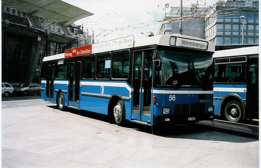 Aus dem Archiv: VBL Luzern Nr. 56/LU 15'056 Volvo/Hess am 16. April 1998 Luzern, Bahnhof