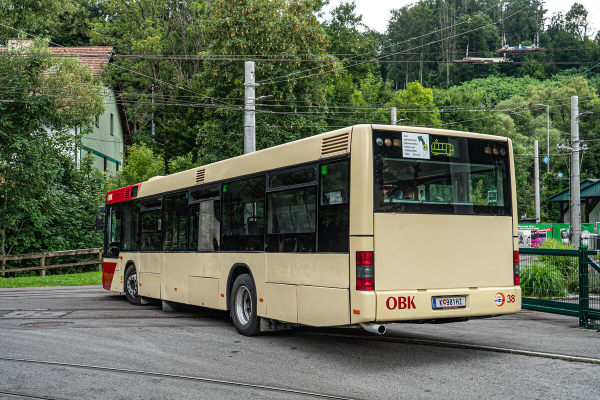 20.07.2024: OBK Wagen 38 als Sommerbim-Ersatzverkehr richtung Graz Rosseggerhaus in Mariatrost