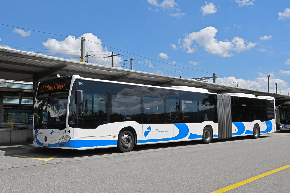 BOOG Mercedes Citaro 214, auf der Linie 507, wartet am 13.06.2024 an der Haltestelle beim Bahnhof Olten.