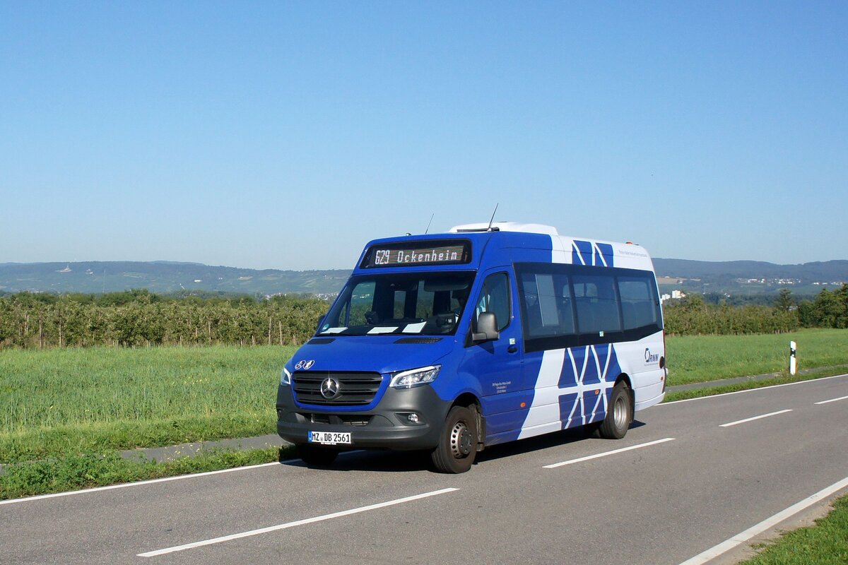 Bus Rheinland-Pfalz / Rhein-Nahe Nahverkehrsverbund (RNN): Mercedes-Benz Sprinter (MZ-DB 2561) der DB Regio Bus Mitte GmbH, aufgenommen im September 2023 im Stadtgebiet von Gau-Algesheim, einer Stadt im Landkreis Mainz-Bingen in Rheinland-Pfalz.