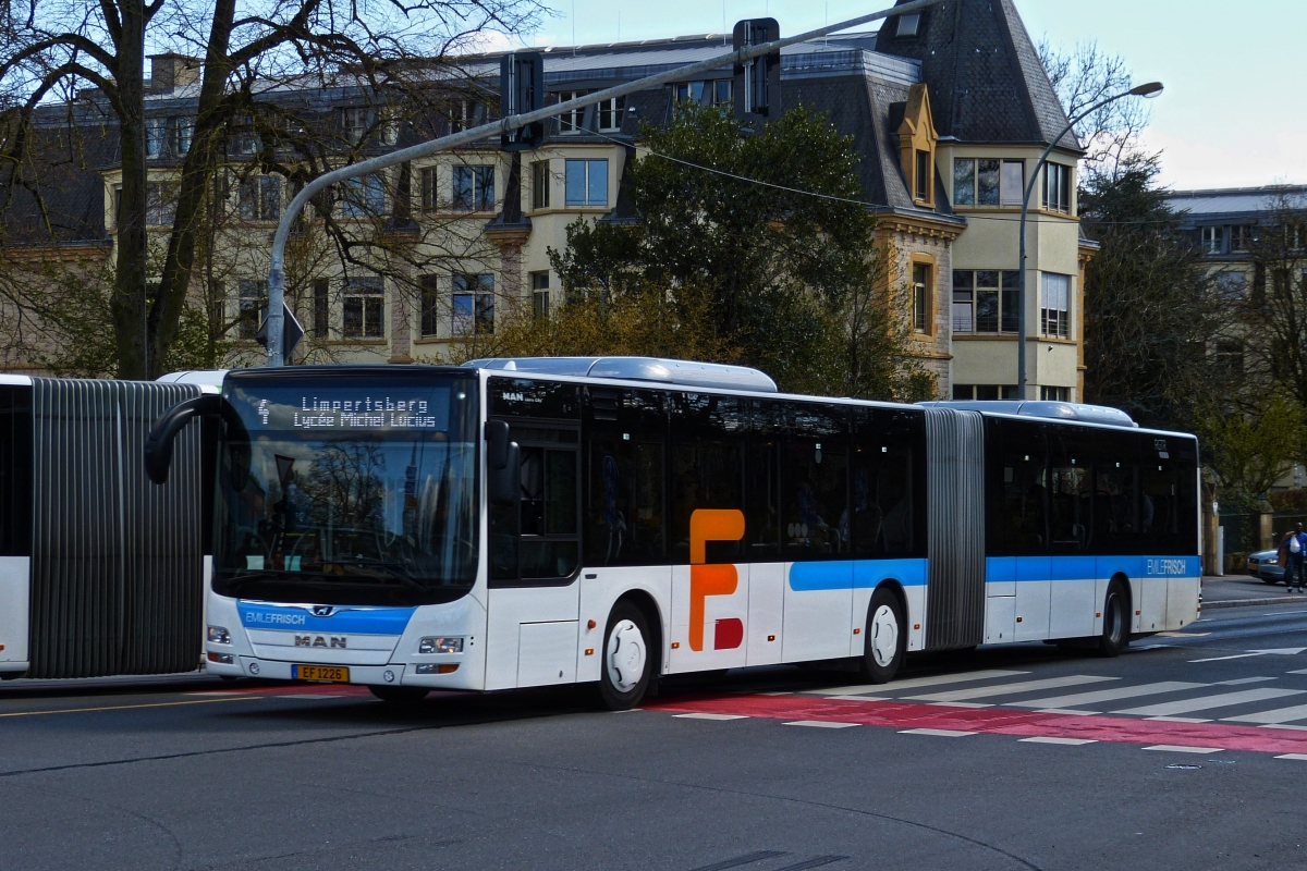 EF 1226, MAN Lion's City von Emile Frisch, aufgenommen in der Stadt Luxemburg. 29.03.2019