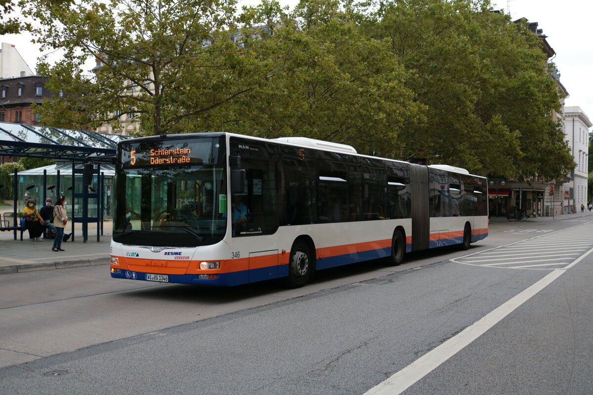 ESWE Verkehr MAN Lions City G Wagen 346 am 17.08.21 in Wiesbaden