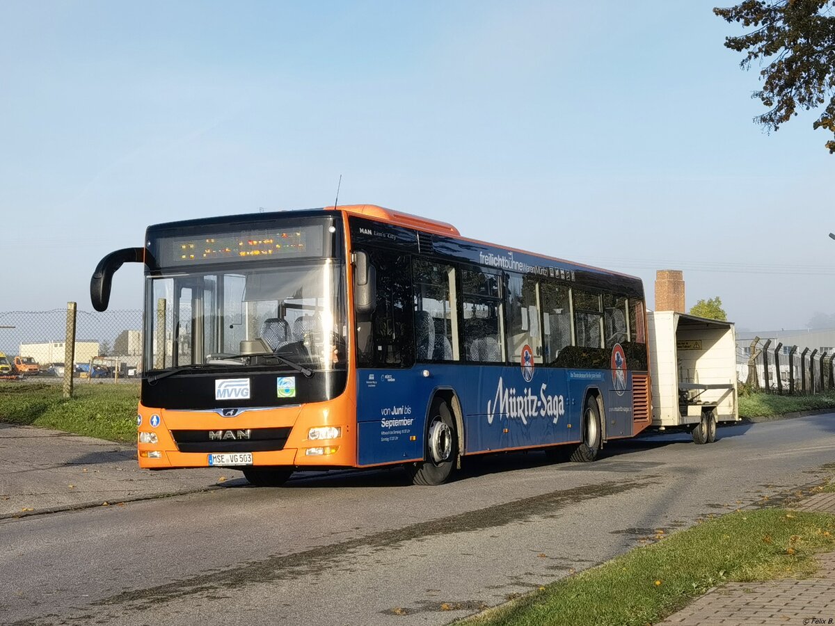 MAN Lion's City LE Ü der MVVG mit Anhänger in Röbel am 09.10.2022