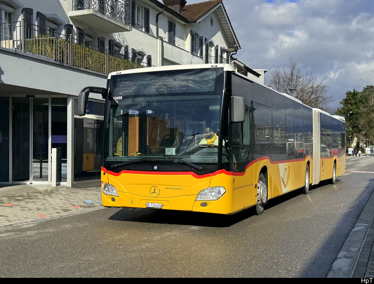 Postauto - Mercedes Citaro  BE  734634 unterwegs in Lyss am 13.03.2025