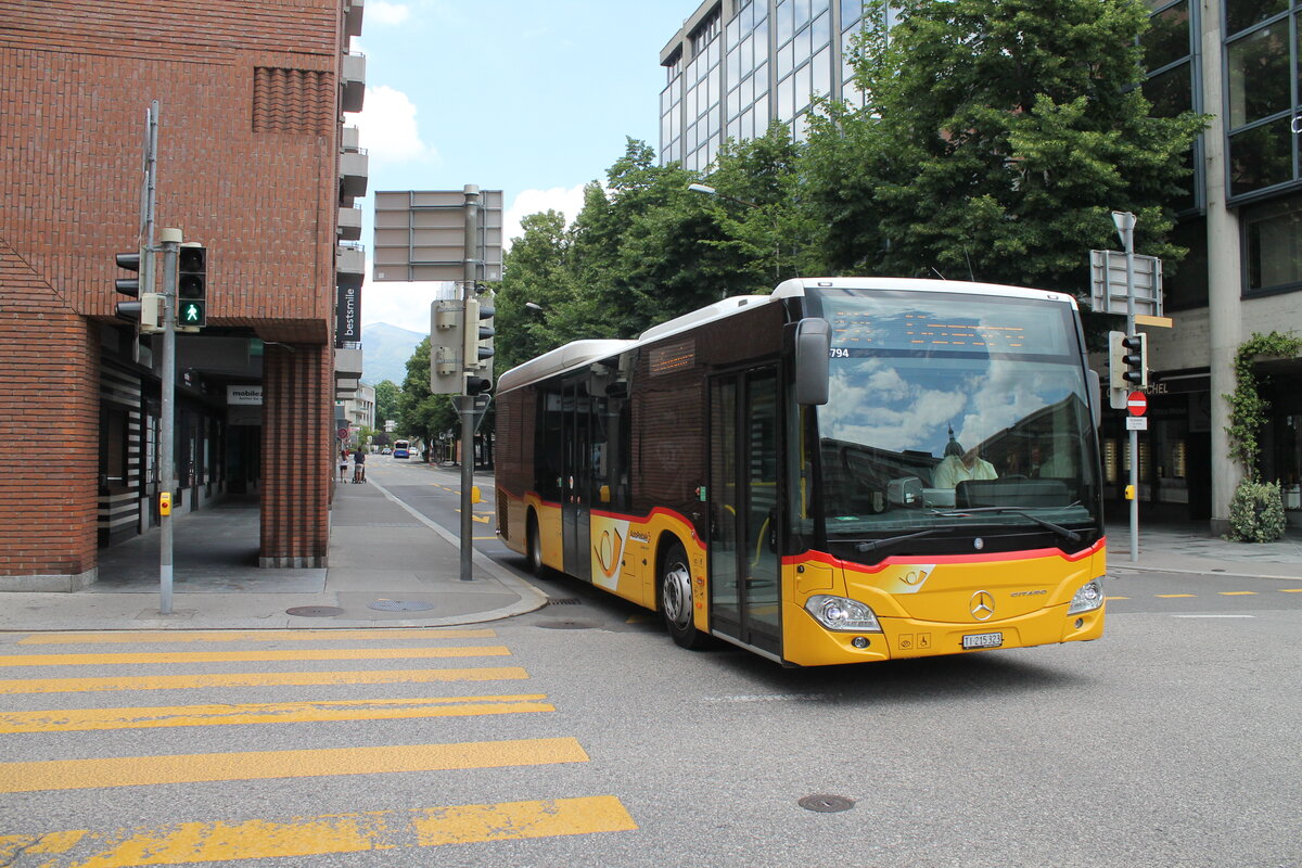 Postauto/Regie Lugano TI 215 323/PAG-ID: 10794 (Mercedes Citaro C2 O530LE) am 16.6.2024 in Lugano, Centro