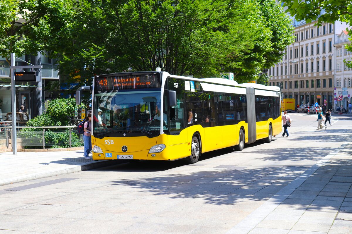 SSB Mercedes Benz Citaro C2 G Wagen 553 am 10.07.24 in Stuttgart