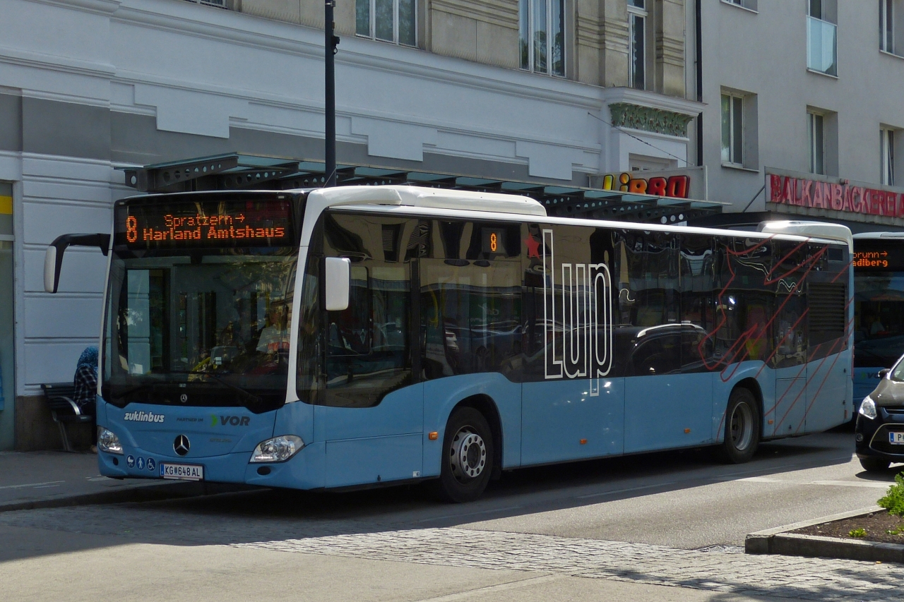 Mercedes Benz Citaro vom Lup, nahe dem Bahnhof von St. Pölten. 03.06.2023