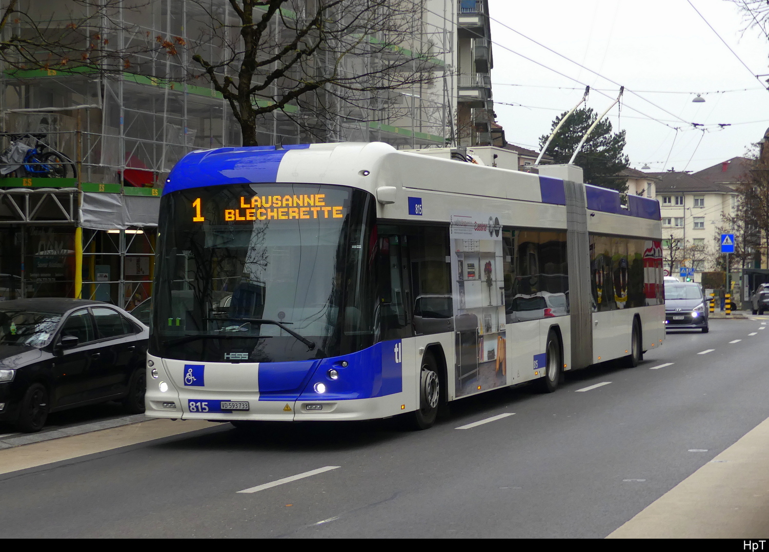 tl - Hess Trolleybus Nr.815 VD  593733 unterwegs auf der Linie 1 in Lausanne am 2024.11.30