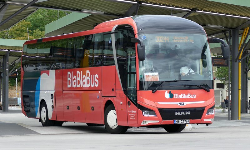 Man Lion S Coach Von Blablabus Autobus Hamburg Bei Seiner Abfahrt Vom Berlin Zob Nach Munchen Bus Bild De