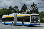 Dieser Hess BGT-N2C Oberleitungsbus stand Anfang Juli 2024 auf dem Betriebshof in Solingen.