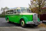 Oldtimer Saurer 2CT1D Gangloff Bj. 1939 Flecher, Europäisches Oldtimerbustreffen im Elsass Oktober 2024