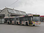 Mercedes O405 N 736  Moolbus , wartet am 25.01.2010 auf dem Hof der Garage Rankstrasse auf die Abfahrtszeit zum Einsetzen auf der Linie 31. Aufnahme Basel.