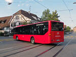 Mercedes Citaro von Südbadenbus, auf der Linie 38, verlässt am 27.06.2011 die Haltestelle Allschwil Dorf.