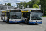 Im Bild zwei Mercedes-Benz Citaro Stadtbusse, welche auf dem Betriebshof abgestellt waren. (Solingen, Juli 2024)
