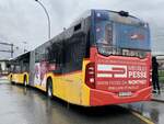 Heckansicht des MB C2 G '11490' der PostAuto Regie Sion am 20.9.21 beim Bahnhof Martigny.