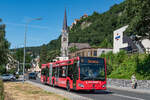 08.07.2024: LIEMobil Wagen 40240 als Linie 11 Richtung Sargans in Vaduz, Liechtenstein.