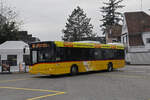 Solaris Bus der Post, auf der Linie 86, fährt am 15.01.2025 zur Endstation beim Bahnhof Rheinfelden.