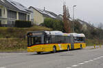 Solaris Bus der Post, auf der Linie 100 fährt am 15.01.2025 zur Haltestelle Rheinfelden Ermitage.