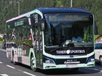 SZ 494 TE, MAN Lions City E Bus, von Christophorus Reisen, aufgenommen nahe dem Bahnhof in Mayrhofen. 20.08.2024