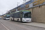 veco-Irisbus Crossways von Postbus (BD-16620, BD-15655) abgestellt am Hbf. St. Pölten/Khittelstraße. Aufgenommen 14.3.2024.