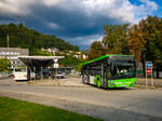 Bruck an der Mur, Auf der Buslinie 180 zwischen Bruck/Mur und Apfelmoar, werden hauptsächlich Solaris Urbino der ÖBB Postbus AG eingesetzt. Der Postbus 16336 ist hier beim Bahnhof Bruck an der Mur zu sehen.