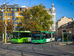 Graz. Wagen 135 der Graz Linien ist hier während einer Sonderfahrt am Jakominiplatz zu sehen.