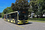 MAN Lions City Hybridbus 79 der AAGL, auf der Linie 81, fährt am 08.07.2024 zur Haltestelle am Aeschenplatz beim Hammermann. Aufnahme Basel.