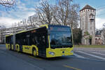 Mercedes Citaro 91 der AAGL, auf der Linie 81, fährt am 25.01.2025 zur Haltestelle Breite. Aufnahme Basel.