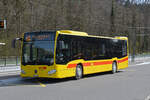 Mercedes Citaro 8 der BLT, auf der Linie 93, wartet am 20.03.2024 an der Haltestelle Lampenberg-Ramlinsburg.