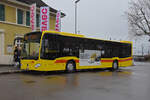 Mercedes Citaro 1 der BLT, auf der Linie 47, wartet am 27.01.2025 an der Endstation beim Bahnhof Muttenz.