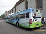 Bereits der zweite Vollwerbebus bei der BVB. Neu wirbt der Fabrikneue Mercedes Citaro mit der Betriebsnummer 728 fr den Umweltfreundlichen Einsatz von Erdgas und Biogas. Die Aufnahme stammt vom 30.06.2010.