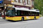 HESS Bus(zug) ohne Anhänger, der sonst in der Region Laupen fährt als Aushilfe in Lauterbrunnen, am 16.9.18 beim Bahnhof Lauterbrunnen.