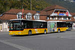 Mercedes Citaro der Post verlässt am 10.10.2024 als Bahnersatz den Bahnhof Interlaken Ost.