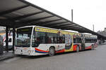 Mercedes Citaro, ohne Betriebsnummer, auf der Linie 6, wartet am 25.01.2023 an der Haltestelle beim Bahnhof Baden.