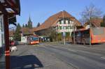 Zwei Citaro C2 des RBS in Schnottwil SO am 23.12.2013.
Per Fahrplanwechsel 2013 hat der RBS in der Region Bern Nord diverse Linien von Postauto übernommen und betreibt diese mit neuen 10 und 12m Citaros.