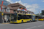 Mercedes Citaro 183 der STI, auf der Linie 21, wartet am 28.06.2024 an der Endstation beim Bahnhof Interlaken Ost.