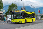 11.07.2024: LIEMobil Wagen 40201 als Linie 12 Richtung Buchs SG erreicht die Endstation Bahnhof Buchs SG.