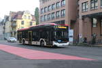 RVBW Nr. 42 (Scania CityWide electric) am 27.11.2024 beim Bhf. Baden 